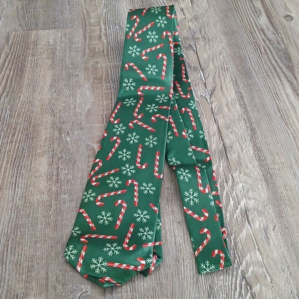 Christmas Necktie Christmas Party Fun Christmas Theme Print Tie Candy Canes NEW